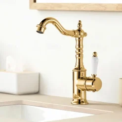 Kitchen faucet - Single Handle One Hole Electroplated Standard Spout Centerset Retro Vintage / Minimalist Kitchen Taps