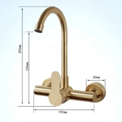Kitchen faucet - Single Handle Two Holes Brushed Gold Tall /High Arc Wall Mounted Contemporary Kitchen Taps