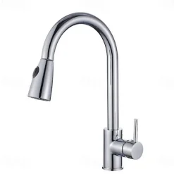 Kitchen faucet - Single Handle One Hole Electroplated Pull-out / Pull-down / Tall / High Arc Free Standing Contemporary Kitchen Taps