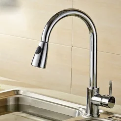 Kitchen faucet - Single Handle One Hole Electroplated Pull-out / ­Pull-down / Tall / ­High Arc Free Standing Contemporary Kitchen Taps