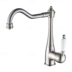 Kitchen faucet - Single Handle One Hole Nickel Brushed Standard Spout Centerset Antique Kitchen Taps