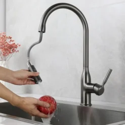 Kitchen faucet - Single Handle One Hole Nickel Brushed / Electroplated / Painted Finishes Pull-out / Pull-down / Standard Spout / Tall / High Arc Centerset Modern Contemporary Kitchen Taps