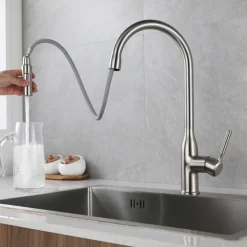 Kitchen faucet - Single Handle One Hole Nickel Brushed / Electroplated / Painted Finishes Pull-out / Pull-down / Standard Spout / Tall / High Arc Centerset Modern Contemporary Kitchen Taps