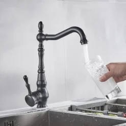 Kitchen faucet - Single Handle One Hole Oil-rubbed Bronze Standard Spout Centerset Antique Kitchen Taps with Soap Dispensor