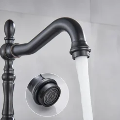 Kitchen faucet - Single Handle One Hole Oil-rubbed Bronze Standard Spout Centerset Antique Kitchen Taps with Soap Dispensor