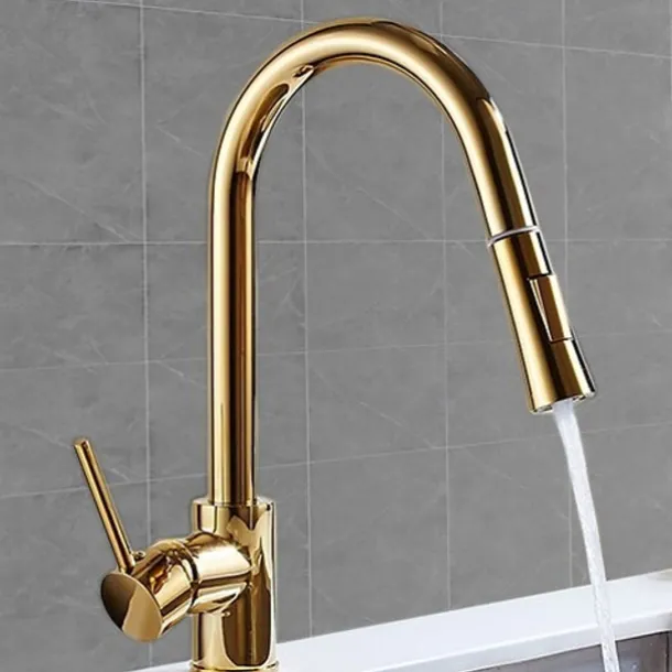 Kitchen Faucet - Single Handle One Hole Electroplated Pull-Out / Pull-Down / Tall / High Arc Free Standing Ordinary Kitchen Taps