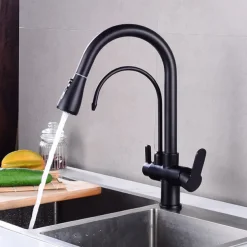 Kitchen faucet - Two Handles One Hole Electroplated / Painted Finishes Pull-out / Pull-down / Tall / High Arc / Purified water Centerset Modern Contemporary Kitchen Taps