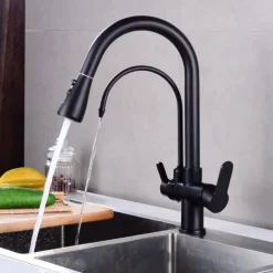 Kitchen faucet - Two Handles One Hole Electroplated / Painted Finishes Pull-out / Pull-down / Tall / High Arc / Purified water Centerset Modern Contemporary Kitchen Taps