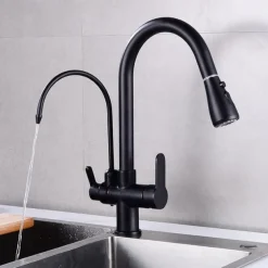 Kitchen faucet - Two Handles One Hole Electroplated / Painted Finishes Pull-out / Pull-down / Tall / High Arc / Purified water Centerset Modern Contemporary Kitchen Taps