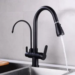 Kitchen faucet - Two Handles One Hole Electroplated / Painted Finishes Pull-out / Pull-down / Tall / High Arc / Purified water Centerset Modern Contemporary Kitchen Taps
