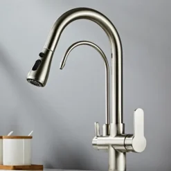 Kitchen faucet - Two Handles One Hole Electroplated / Painted Finishes Pull-out / Pull-down / Tall / High Arc / Purified water Centerset Modern Contemporary Kitchen Taps
