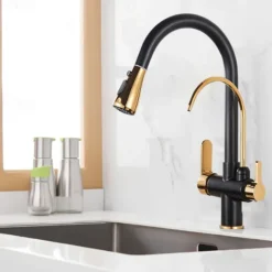 Kitchen faucet - Two Handles One Hole Electroplated / Painted Finishes Pull-out / Pull-down / Tall / High Arc / Purified water Centerset Modern Contemporary Kitchen Taps