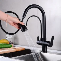 Kitchen faucet - Two Handles One Hole Electroplated / Painted Finishes Pull-out / Pull-down / Tall / High Arc / Purified water Centerset Modern Contemporary Kitchen Taps