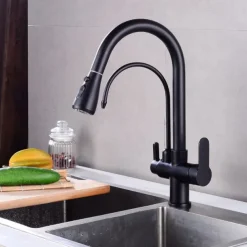 Kitchen faucet - Two Handles One Hole Electroplated / Painted Finishes Pull-out / Pull-down / Tall / High Arc / Purified water Centerset Modern Contemporary Kitchen Taps