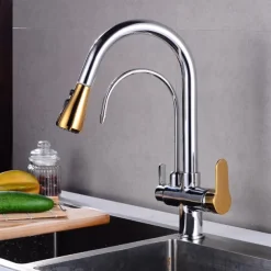 Kitchen faucet - Two Handles One Hole Electroplated / Painted Finishes Pull-out / Pull-down / Tall / High Arc / Purified water Centerset Modern Contemporary Kitchen Taps