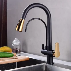 Kitchen faucet - Two Handles One Hole Electroplated / Painted Finishes Pull-out / Pull-down / Tall / High Arc / Purified water Centerset Modern Contemporary Kitchen Taps