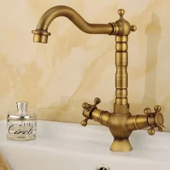 Kitchen faucet - Two Handles One Hole Antique Copper Standard Spout Centerset Contemporary / Antique Kitchen Taps