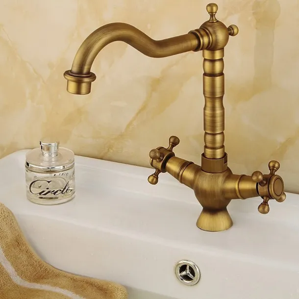 Kitchen faucet - Two Handles One Hole Antique Copper Standard Spout Centerset Contemporary / Antique Kitchen Taps