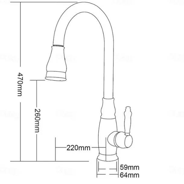Kitchen Faucet Contemporary Retro Style Ti-PVD Pull-out/Pull-down Vessel/Brass/Single Handle One Hole