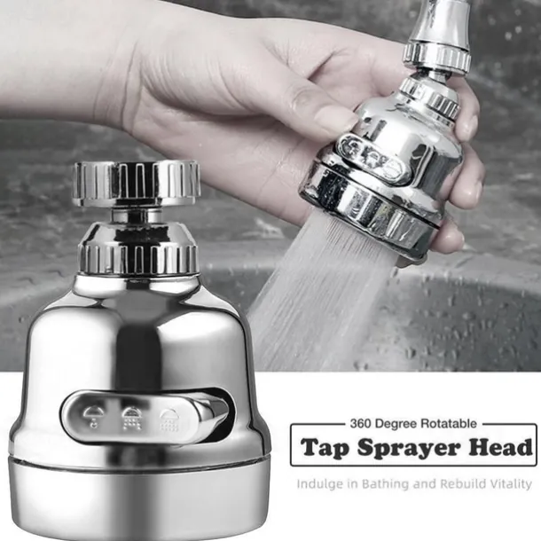 Kitchen Faucet Head Replacement 3 Mode, 360 Kitchen Sink Faucet Aerator Sprayer Attachment, Tap Accessories Water Saving Extend Nozzle Connect Adapter