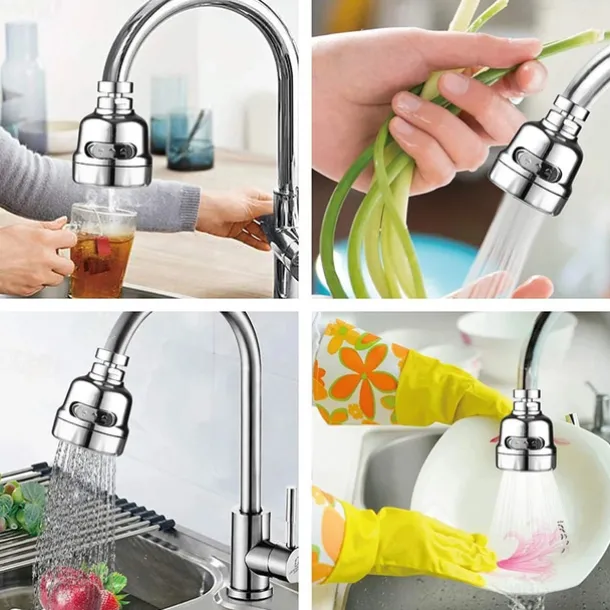 Kitchen Faucet Head Replacement 3 Mode, 360 Kitchen Sink Faucet Aerator Sprayer Attachment, Tap Accessories Water Saving Extend Nozzle Connect Adapter