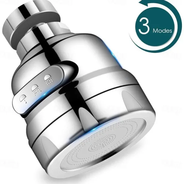 Kitchen Faucet Head Replacement 3 Mode, 360 Kitchen Sink Faucet Aerator Sprayer Attachment, Tap Accessories Water Saving Extend Nozzle Connect Adapter