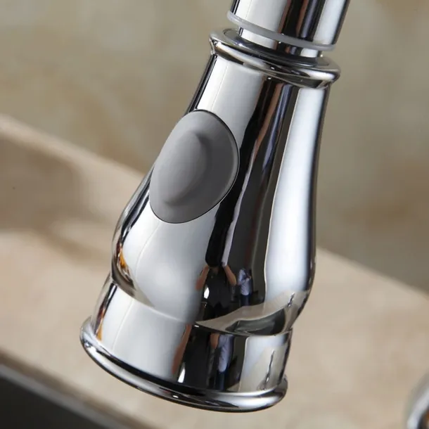 Kitchen Faucet Head Replacement Black Chrome Brushed, Pull Out Faucet Sprayer Head Nozzle Attachment Fittings Accessories, Aeration Spray Splash-proof Spout Adapter