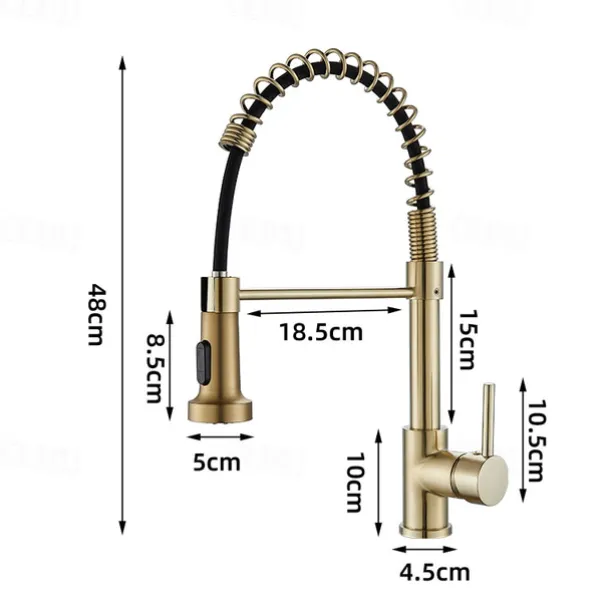 Kitchen Faucet Pull Donw High Arc Spout, 360 Swivel Single Handle Sink Mixer Taps, Kitchen Vessel Tap with Hot and Cold Water Hose