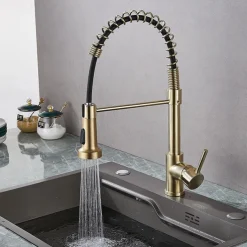 Kitchen Faucet Pull Donw High Arc Spout, 360 Swivel Single Handle Sink Mixer Taps, Kitchen Vessel Tap with Hot and Cold Water Hose