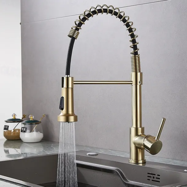 Kitchen Faucet Pull Donw High Arc Spout, 360 Swivel Single Handle Sink Mixer Taps, Kitchen Vessel Tap with Hot and Cold Water Hose