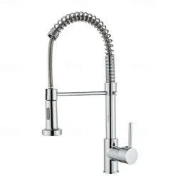 Kitchen Faucet Pull Donw High Arc Spout, 360 Swivel Single Handle Sink Mixer Taps, Kitchen Vessel Tap with Hot and Cold Water Hose