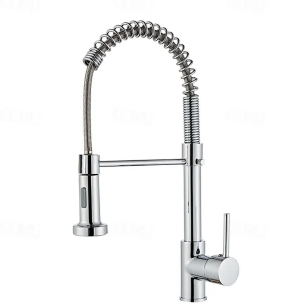 Kitchen Faucet Pull Donw High Arc Spout, 360 Swivel Single Handle Sink Mixer Taps, Kitchen Vessel Tap with Hot and Cold Water Hose