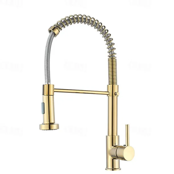 Kitchen Faucet Pull Donw High Arc Spout, 360 Swivel Single Handle Sink Mixer Taps, Kitchen Vessel Tap with Hot and Cold Water Hose