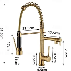Kitchen Faucet Pull Out Sink Mixer Taps Dual Spout, High Arc Spring Vessel Brass Taps, Single Handle 360 Swivel Sprayer with Hot and Cold Water Hose