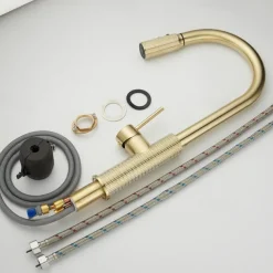 Kitchen Faucet Pull Out Sink Mixer Vessel Tap with 3 Mode Spout, 360 Degree Rotate Single Handle with Cold and Hot Hose