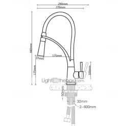 Kitchen Faucet Set, Brush Nickel Single Handle One Hole Pull Out Centerset, Brass Kitchen Faucet with Supply Lines