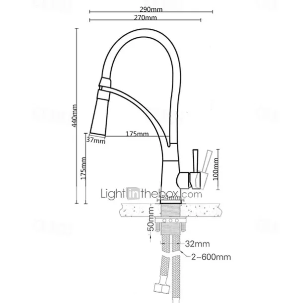 Kitchen Faucet Set, Brush Nickel Single Handle One Hole Pull Out Centerset, Brass Kitchen Faucet with Supply Lines