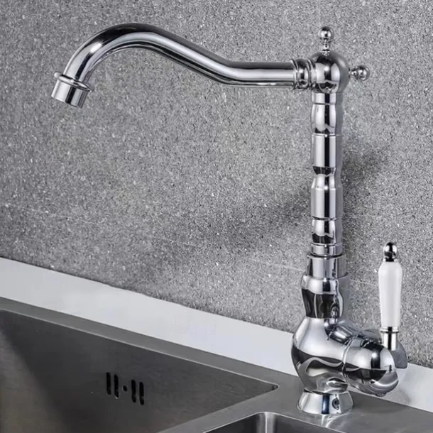 Kitchen Faucet Sink Mixer Taps, Single Hanld 360 Degree Swivel Vessel Tap with Cold and Hot Hose