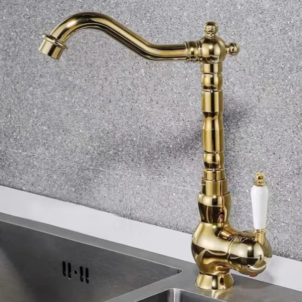 Kitchen Faucet Sink Mixer Taps, Single Hanld 360 Degree Swivel Vessel Tap with Cold and Hot Hose