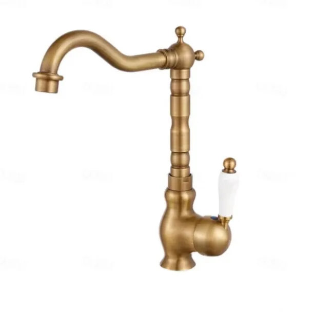 Kitchen Faucet Sink Mixer Taps, Single Hanld 360 Degree Swivel Vessel Tap with Cold and Hot Hose