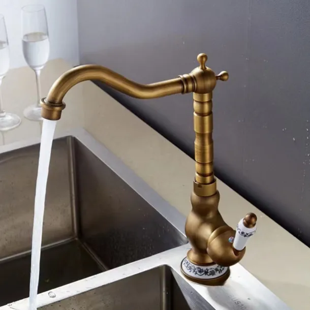 Kitchen Faucet Sink Mixer Taps, Single Hanld 360 Degree Swivel Vessel Tap with Cold and Hot Hose