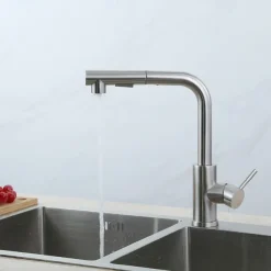 Kitchen Faucet,304 Stainless Steel Single Handle One Hole Nickel Brushed Pull-out / Pull-down / Standard Spout Centerset Minimalist / Modern Contemporary Kitchen Taps