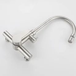 Kitchen Faucet with Bidet Single Handle Two Holes Stainless Steel Standard Spout Wall Mounted Modern Contemporary Kitchen Taps