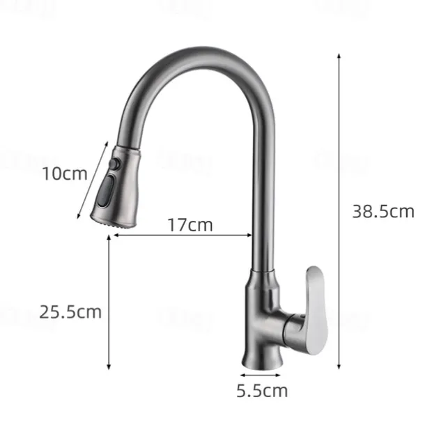 Kitchen Faucet with Pull-out Spray,Single Handle One Hole Brass High Arc 3-Modes Minimalist Style Kitchen Taps(Gun Grey/Black/Chrome)