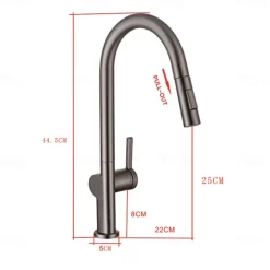 Kitchen Faucet with Pull-out Spray,Single Handle One Hole Brass High Arc 2-modes 360°Rotatable Modern Contemporary Kitchen Taps