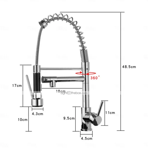 Kitchen Faucet with Pullout Spray and Soap Dispenser Sets Single Handle Two Holes Pull Out/Rotatable/Multifunction Standard Spout, Brass Tall-High Arc Deck Mounted Kitchen Faucet