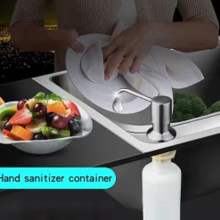 Kitchen Faucet with Pullout Spray and Soap Dispenser Sets Single Handle Two Holes Pull Out/Rotatable/Multifunction Standard Spout, Brass Tall-High Arc Deck Mounted Kitchen Faucet