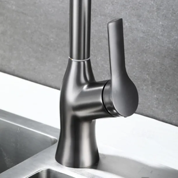 Kitchen Faucet with Pull-out Spray,Single Handle One Hole Rotatable Electroplated Pull-out / Pull-down / Standard Spout / Tall / High Arc Centerset Modern Contemporary Style Kitchen Taps