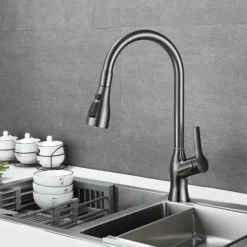 Kitchen Faucet with Pull-out Spray,Single Handle One Hole Rotatable Electroplated Pull-out / Pull-down / Standard Spout / Tall / High Arc Centerset Modern Contemporary Style Kitchen Taps