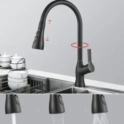 Kitchen Faucet with Pull-out Spray,Single Handle One Hole Rotatable Electroplated Pull-out / Pull-down / Standard Spout / Tall / High Arc Centerset Modern Contemporary Style Kitchen Taps